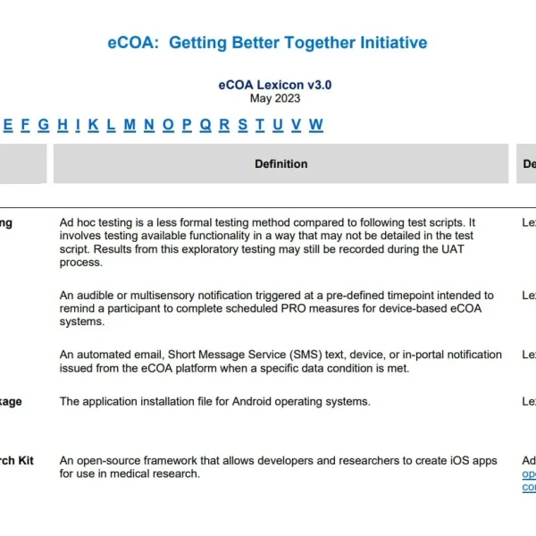 electronic Clinical Outcome Assessment (eCOA)